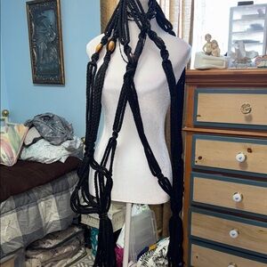 Black Macrame Plant Rope Holder